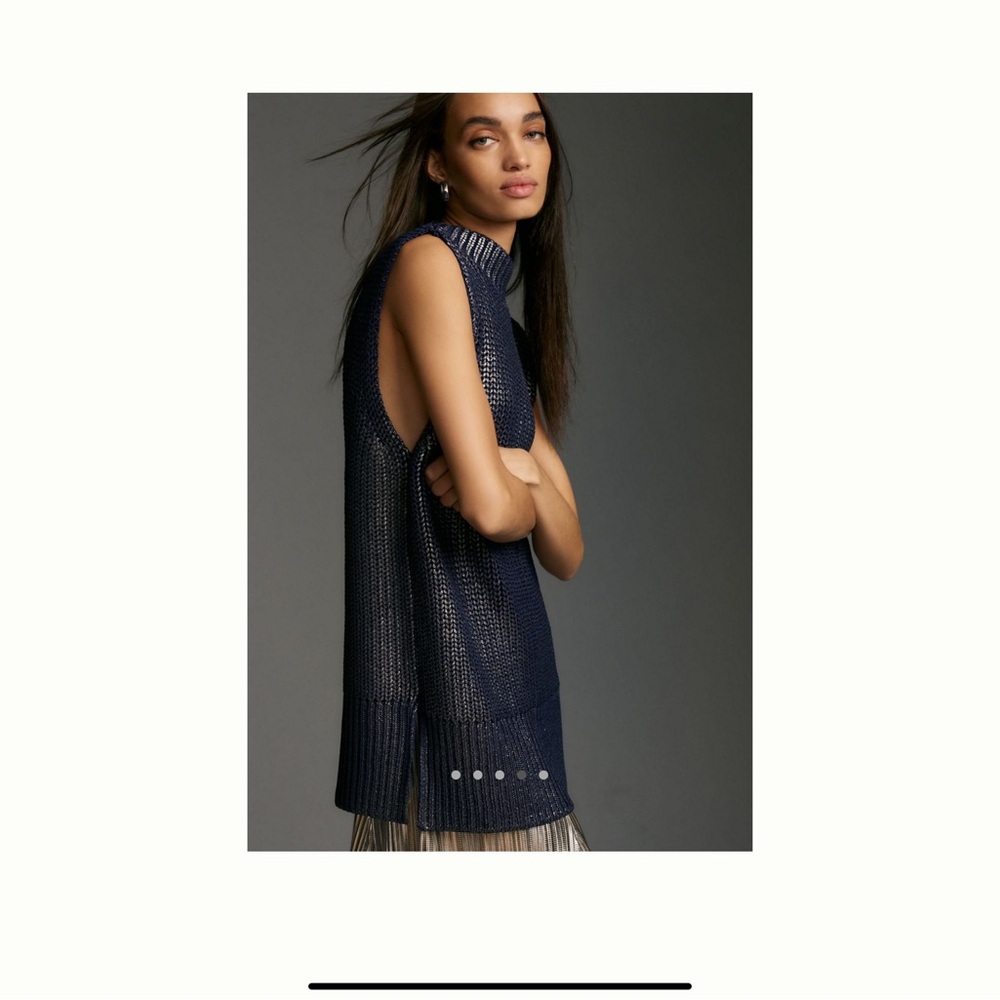 PILCRO OVERSIZED DARK NAVY FOIL SWEATER VEST